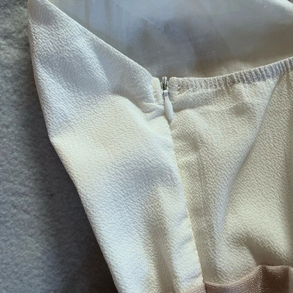 “Who I Am” White + Tan Paperbag Tie Waist Jumpsuit Sz 12 - Picture 7 of 7